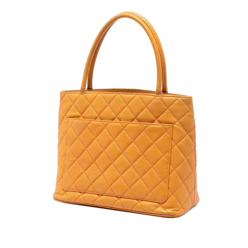 Chanel Caviar Medallion Tote Yellow Leather Very good condition - Back View