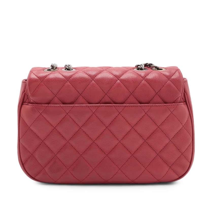 Chanel Medium Quilted Caviar Casual Pocket Flap Red Leather Very good condition - Back View