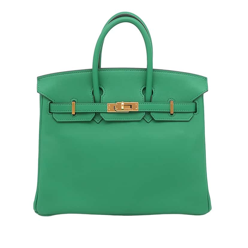 Hermès Swift Birkin Retourne 25 Green Leather Very good condition - Front View