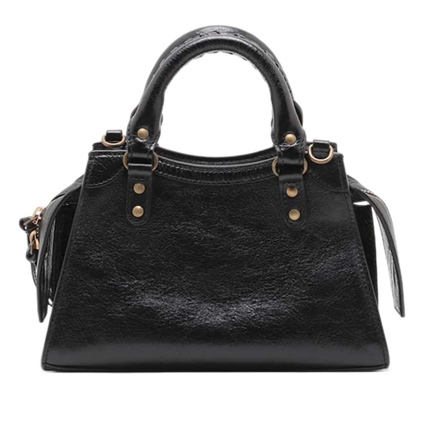 Balenciaga Mini Embellished Lambskin Neo Classic City Satchel Black Leather Very good condition - Back View