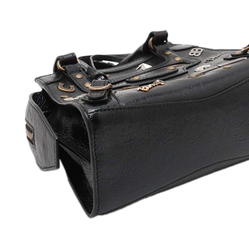 Balenciaga Mini Embellished Lambskin Neo Classic City Satchel Black Leather Very good condition - Inside View
