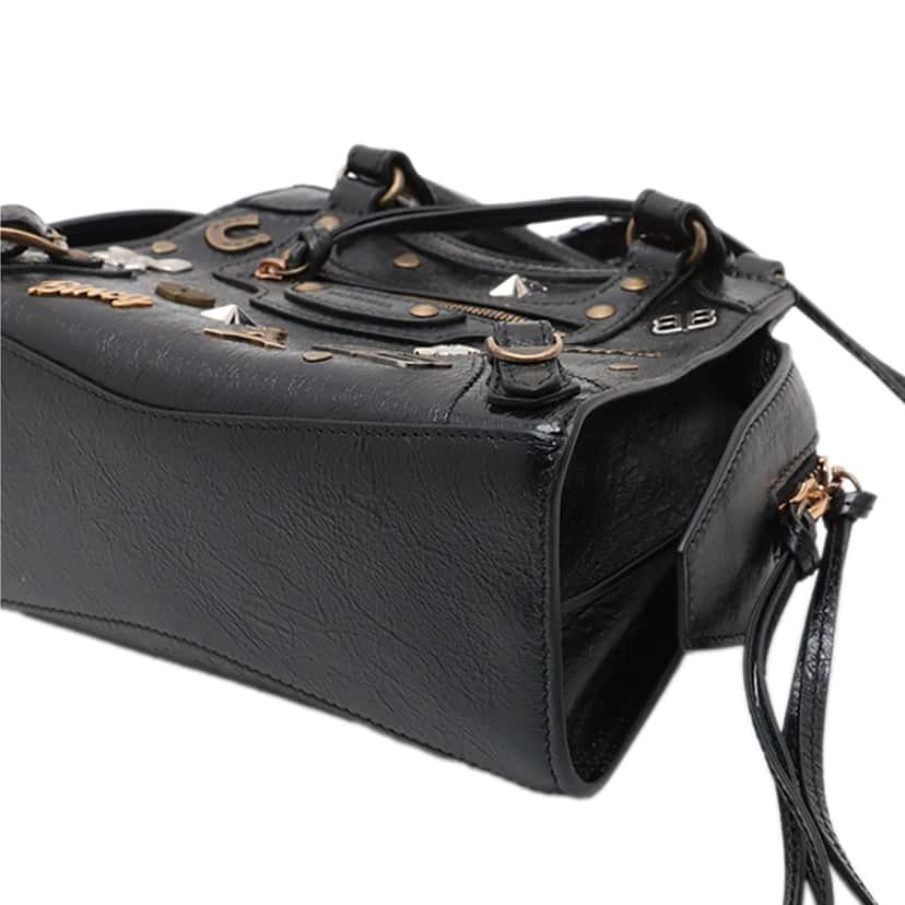 Balenciaga Mini Embellished Lambskin Neo Classic City Satchel Black Leather Very good condition - Model View