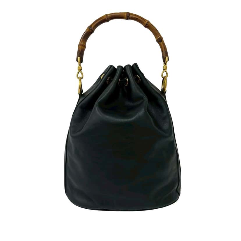 Gucci Leather Bamboo Bucket Bag Black Leather Very good condition - Back View