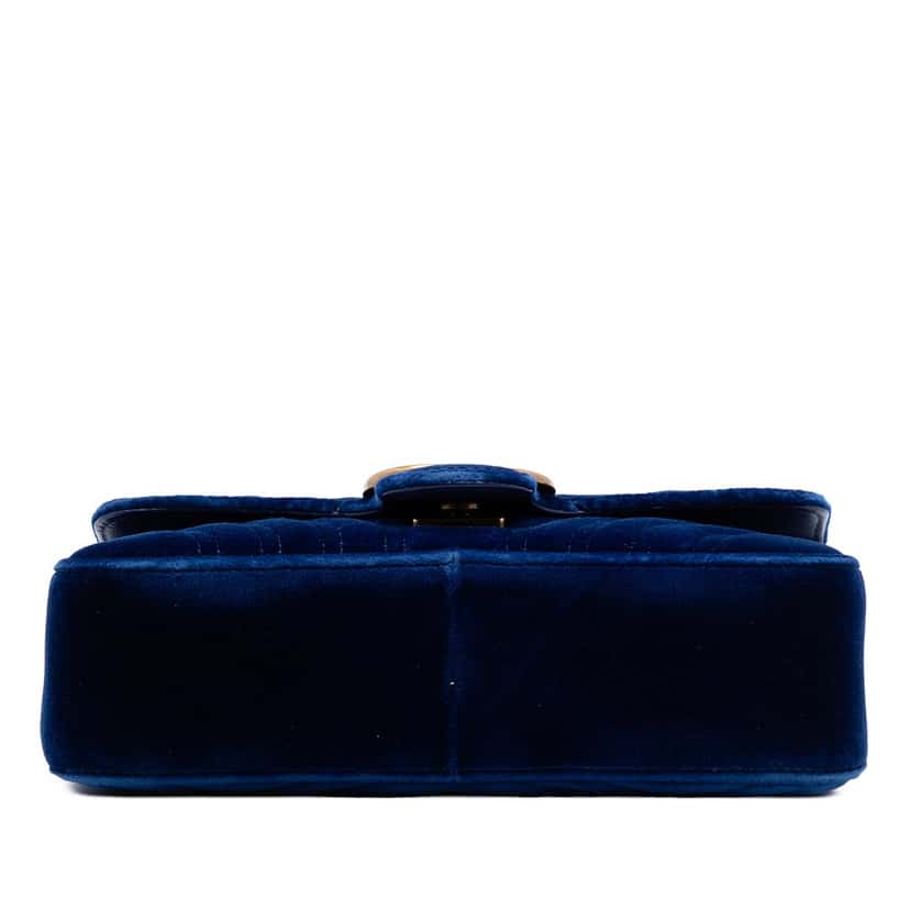 Gucci Small GG Marmont Matelasse Velvet Shoulder Bag Blue Very good condition - Inside View