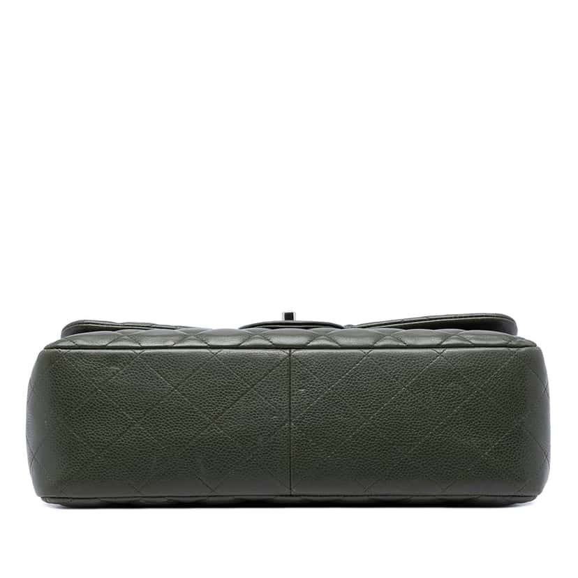 Chanel Jumbo Classic Caviar Double Flap Green Leather Very good condition - Inside View