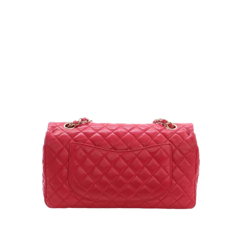 Chanel Medium Classic Lambskin Single Flap Pink Leather Very good condition - Back View