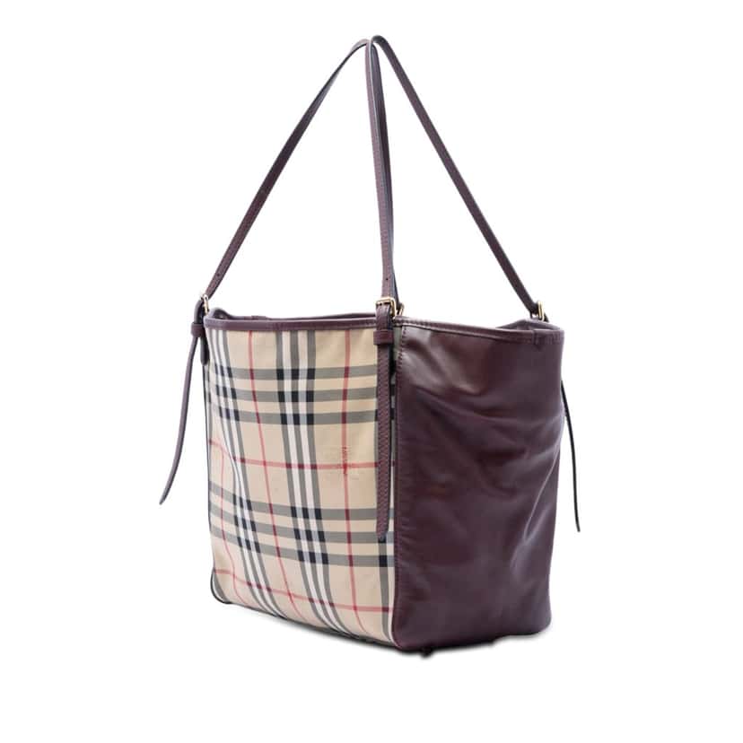 Burberry Small Haymarket Check Canvas and Leather Canterbury Tote Beige Very good condition - Back View
