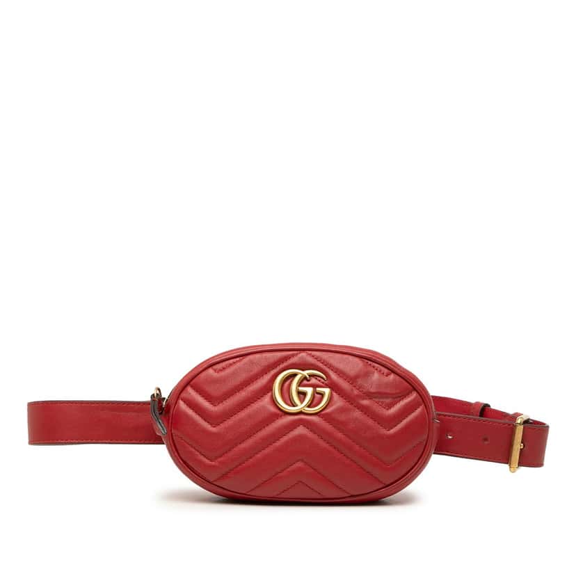 Gucci GG Marmont Matelasse Leather Belt Bag Red Leather Very good condition - Front View
