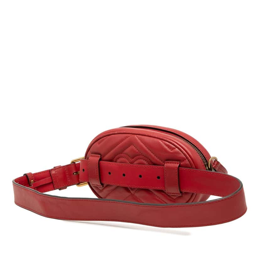 Gucci GG Marmont Matelasse Leather Belt Bag Red Leather Very good condition - Back View