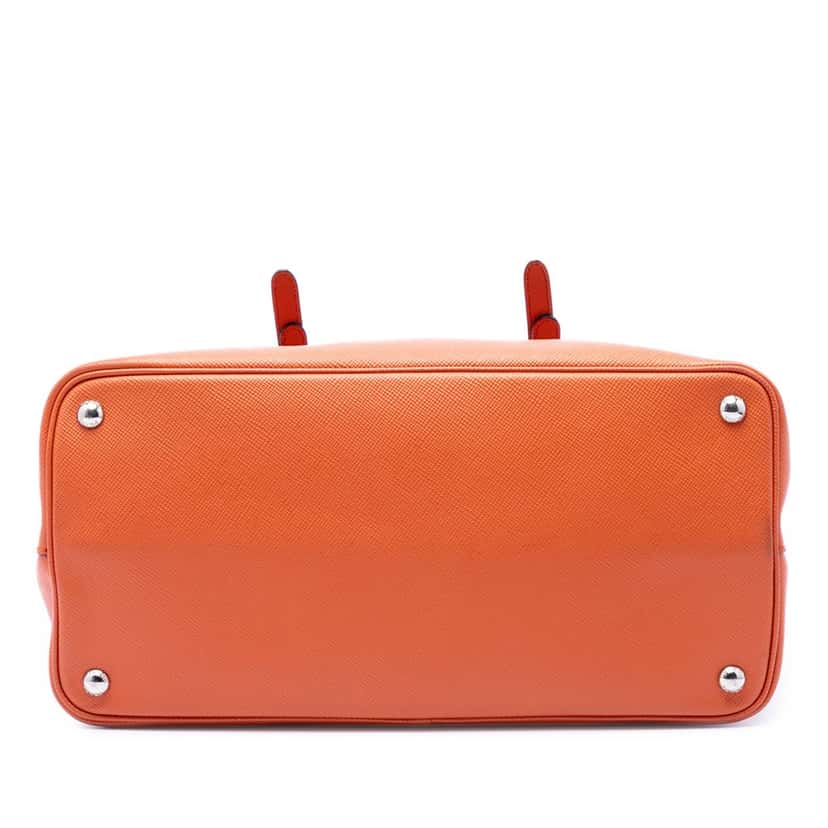 Prada Medium Saffiano Cuir Double Handle Satchel Orange Leather Good condition - Inside View