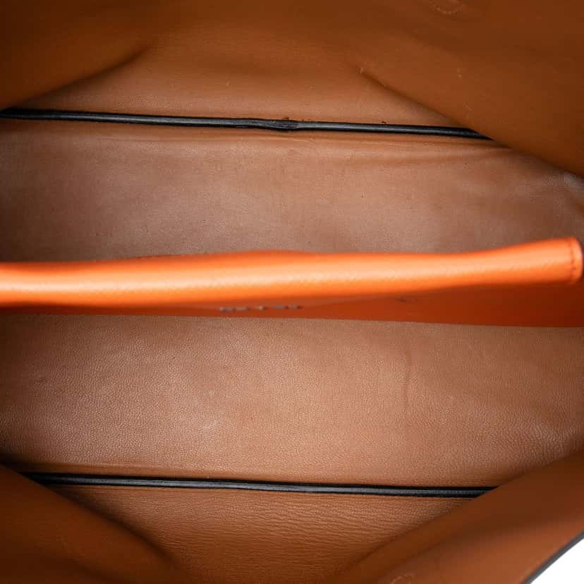 Prada Medium Saffiano Cuir Double Handle Satchel Orange Leather Good condition - Model View