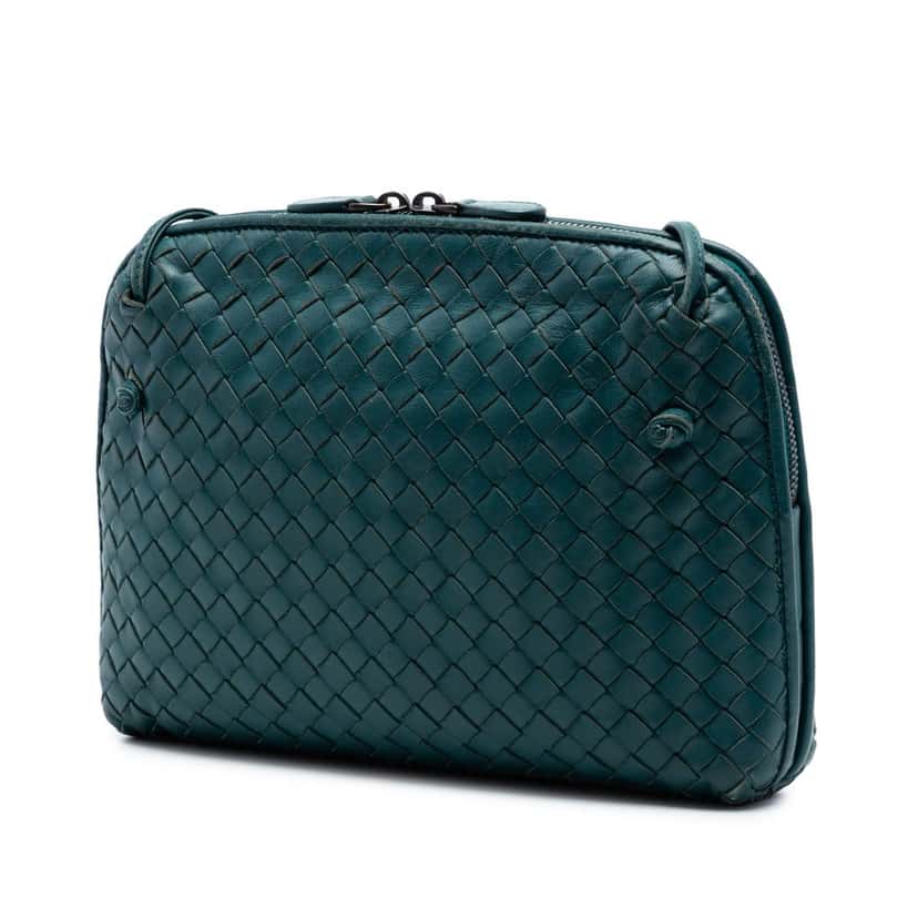 Bottega Veneta Nappa Intrecciato Nodini Crossbody Blue Leather Very good condition - Back View