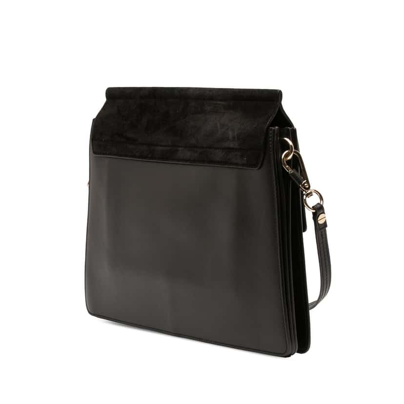Chloé Medium Calfskin and Suede Faye Crossbody Black Leather Very good condition - Back View