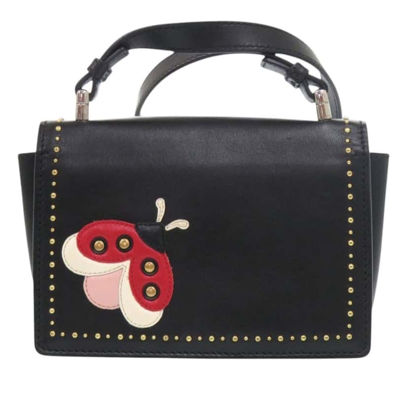 Salvatore Ferragamo Studded Leather Ladybug Vara Bow Crossbody Black Leather Very good condition - Back View