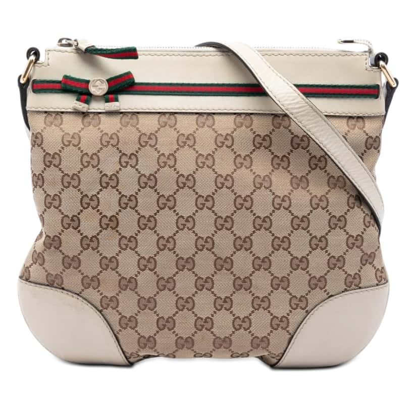 Gucci GG Canvas Web Mayfair Crossbody Beige Very good condition - Front View