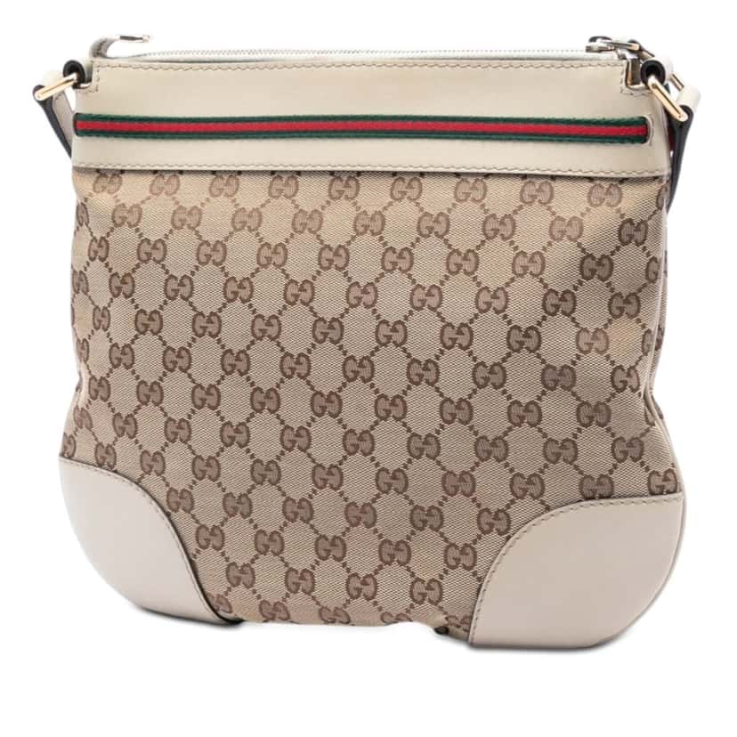 Gucci GG Canvas Web Mayfair Crossbody Beige Very good condition - Back View