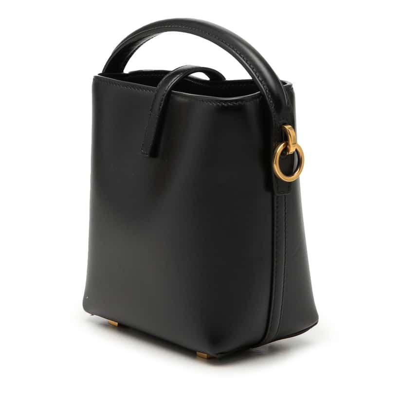 Saint Laurent Mini Shiny Calfskin Le 37 Bucket Bag Black Leather Very good condition - Back View