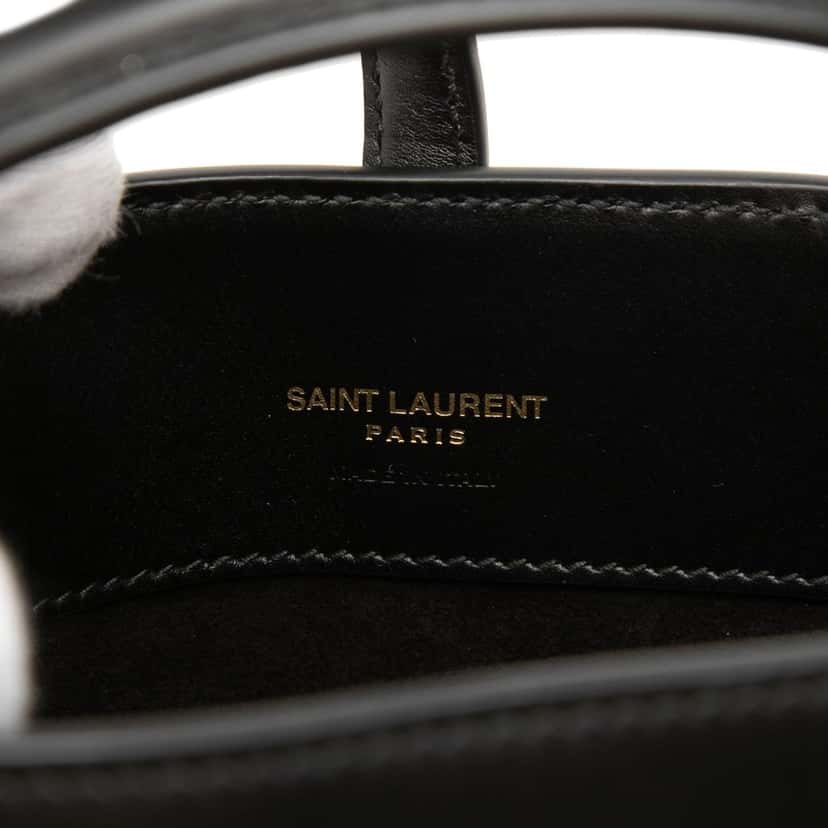 Saint Laurent Mini Shiny Calfskin Le 37 Bucket Bag Black Leather Very good condition - Box View
