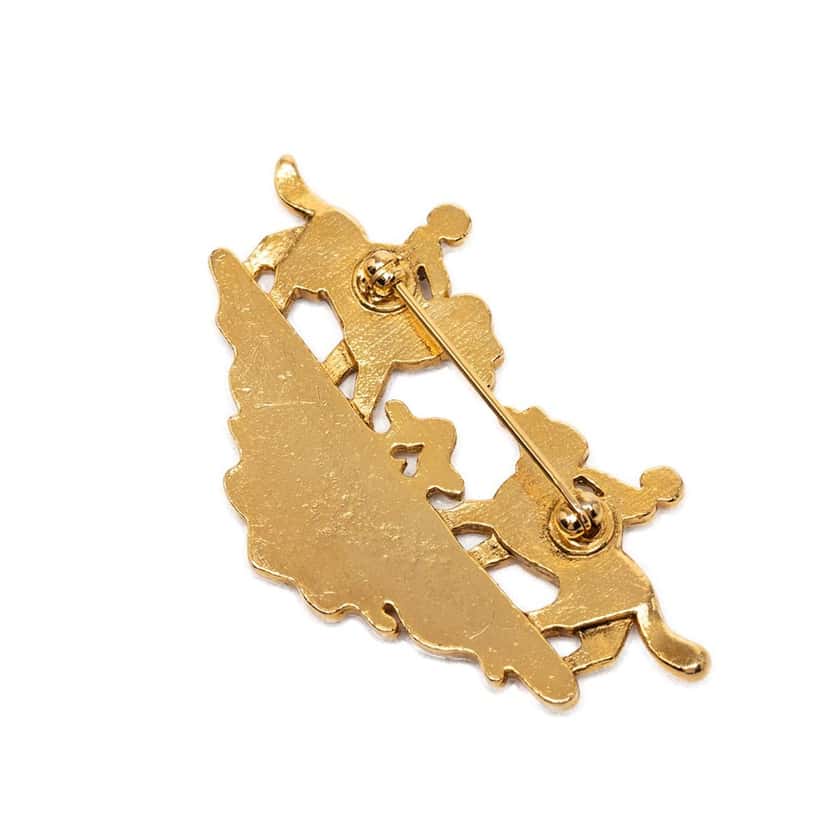 Hermès Gold Plated Enamel Children And Dogs Brooch Gold Metal Very good condition - Back View