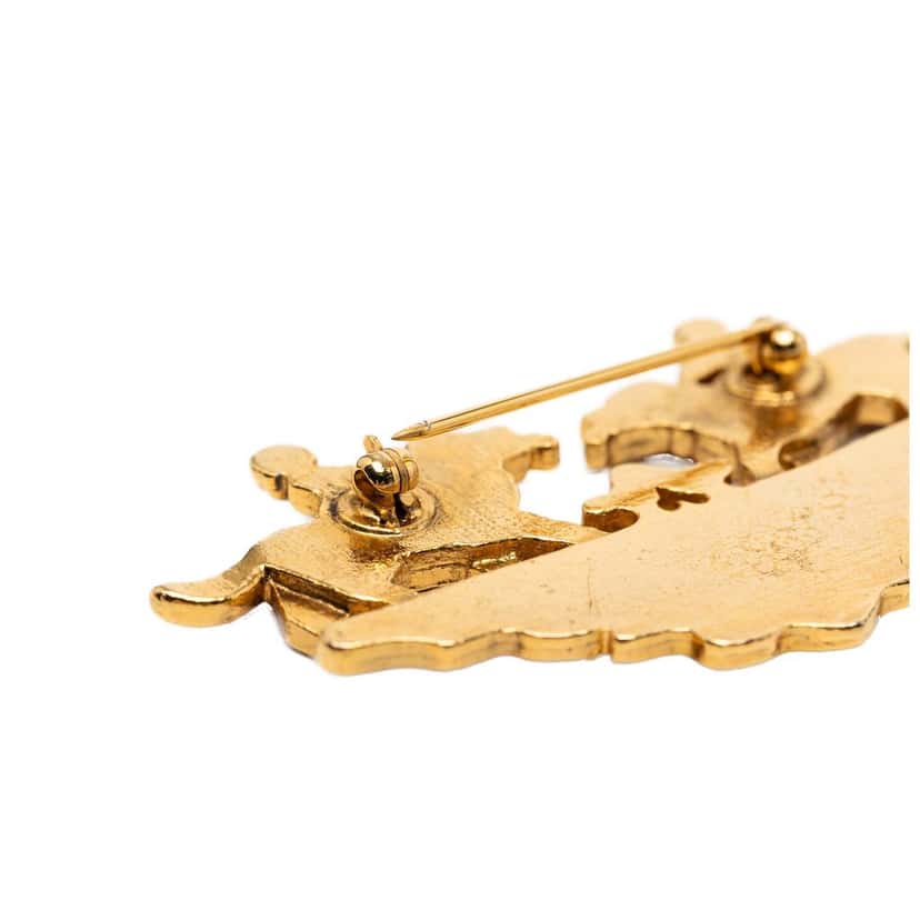 Hermès Gold Plated Enamel Children And Dogs Brooch Gold Metal Very good condition - Inside View