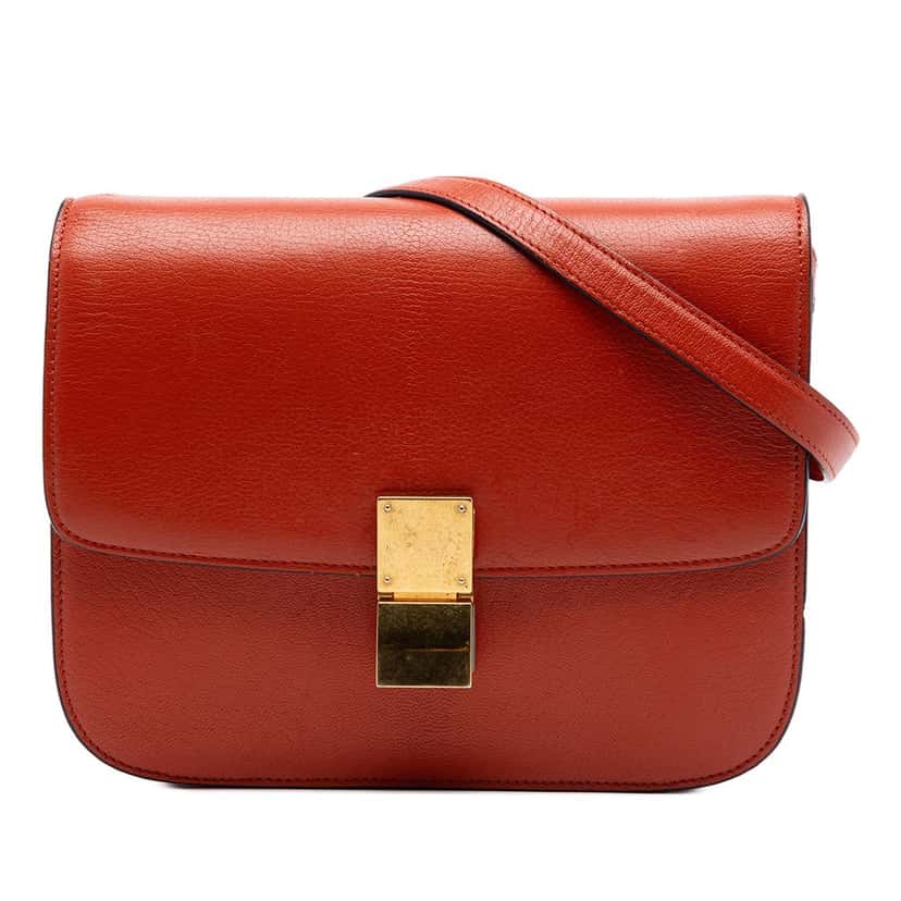 Celine Medium Calfskin Classic Box Red Leather Very good condition - Front View
