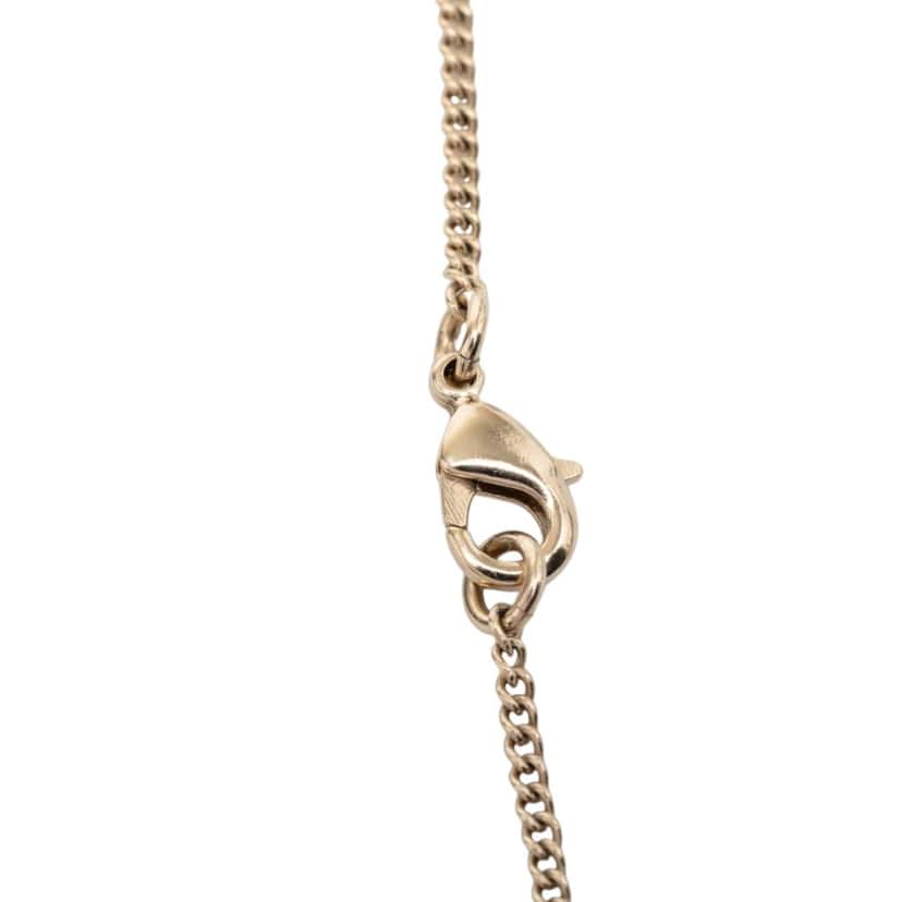 Chanel CC Gold Plated Strass Round Pendant Necklace Gold Metal Very good condition - Inside View