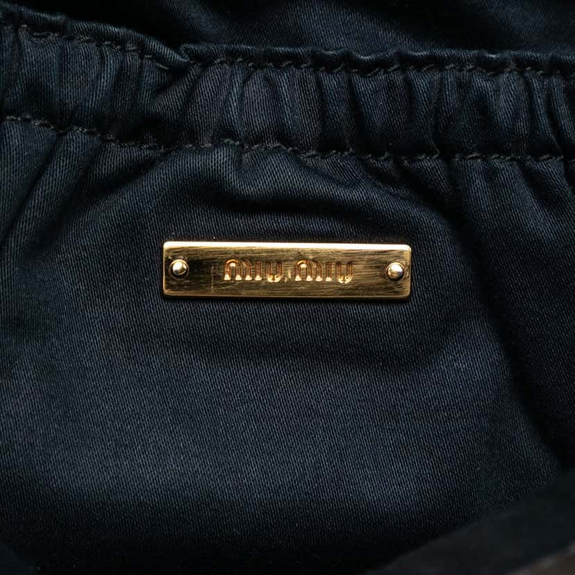 Miu Miu Studded Matelasse Nappa Shoulder Bag Black Leather Very good condition - Box View