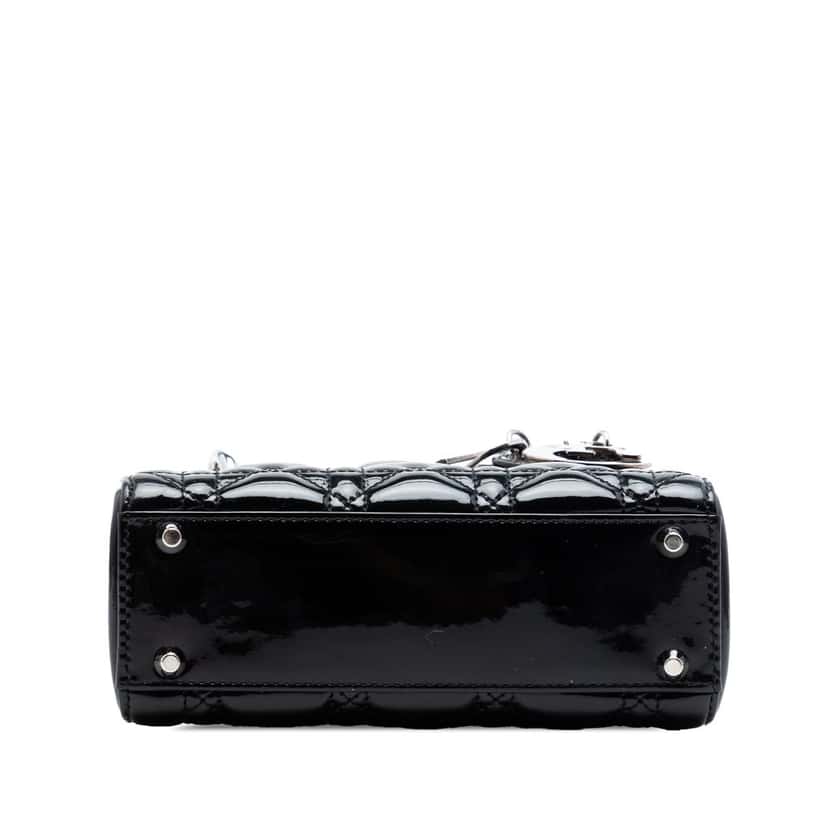 Dior Mini Patent Cannage Lady Dior Black Leather Very good condition - Inside View