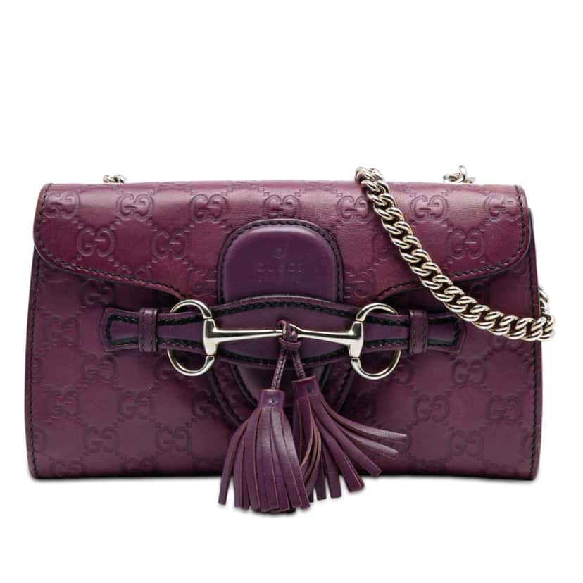 Gucci Small Guccissima Emily Crossbody Purple Leather Very good condition - Front View