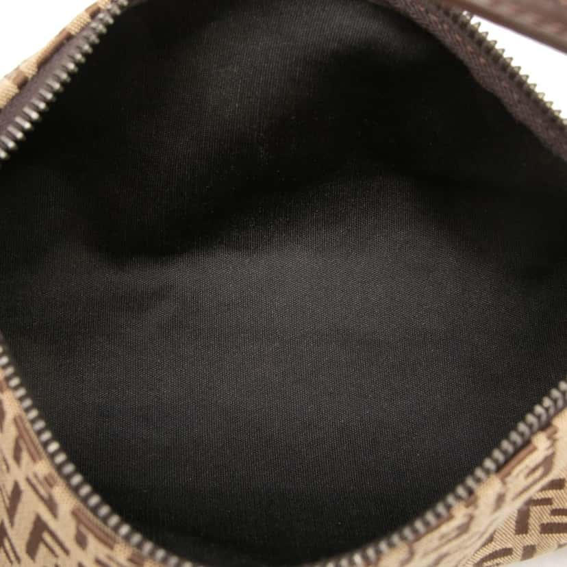 Fendi Zucchino Canvas Barrel Pochette Brown Good condition - Model View