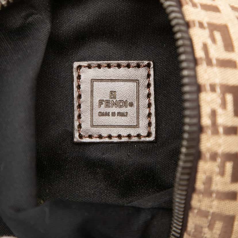 Fendi Zucchino Canvas Barrel Pochette Brown Good condition - Box View