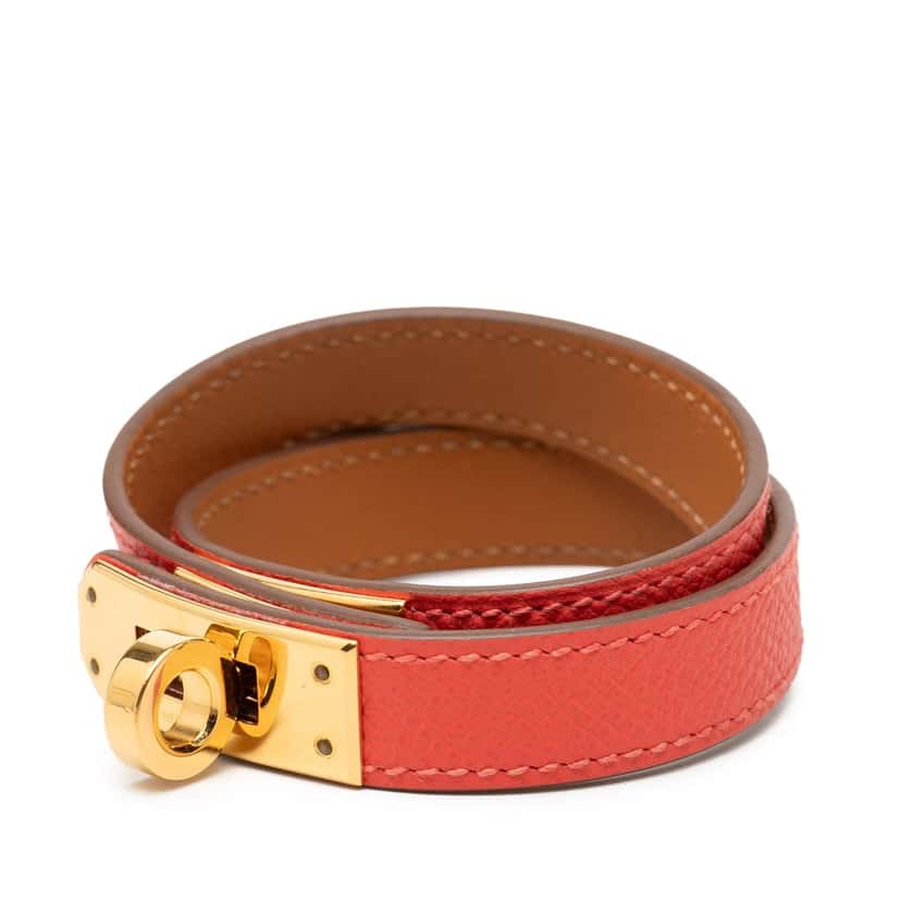 Hermès Leather Kelly Double Tour Bracelet Orange Leather Very good condition - Back View
