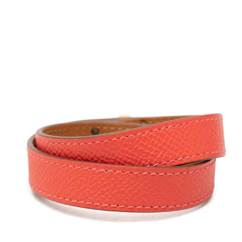 Hermès Leather Kelly Double Tour Bracelet Orange Leather Very good condition - Inside View
