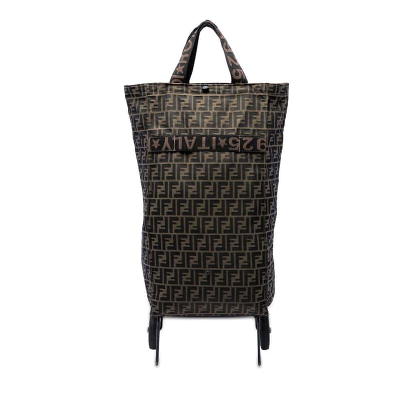 Fendi Zucca Canvas Foldable Jolly Trailer Rolling Cart Brown Very good condition - Front View