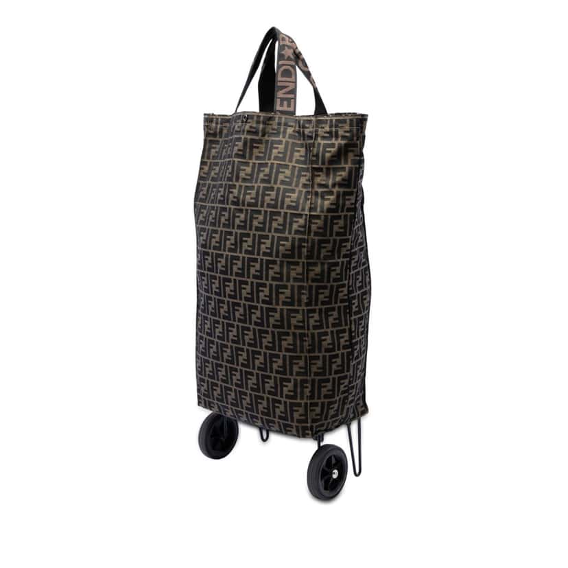 Fendi Zucca Canvas Foldable Jolly Trailer Rolling Cart Brown Very good condition - Back View