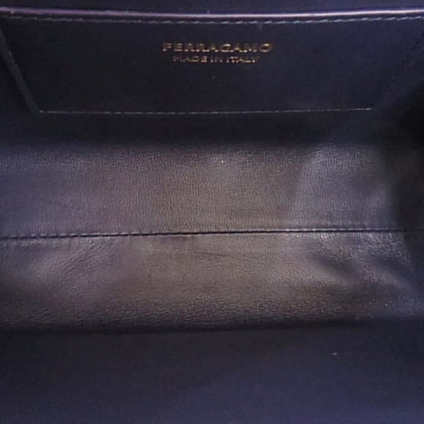 Salvatore Ferragamo Mini Brushed Calfskin Wanda Top Handle Bag Blue Leather Very good condition - Box View