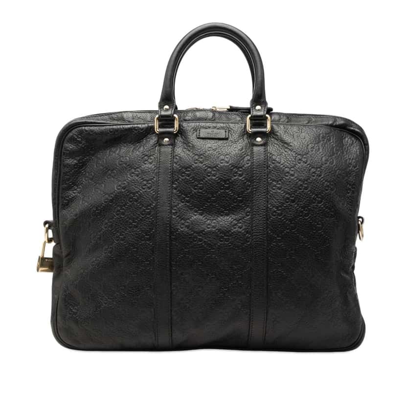Gucci Guccissima Business Bag Black Leather Very good condition - Front View