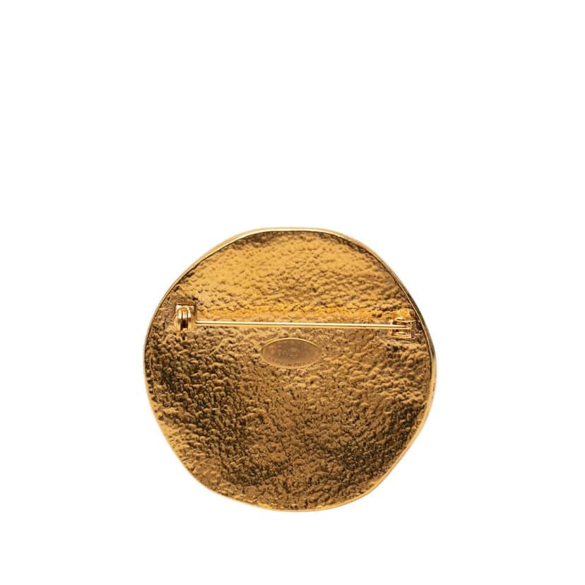 Chanel CC Gold Plated Sunburst Brooch Gold Metal Very good condition - Back View