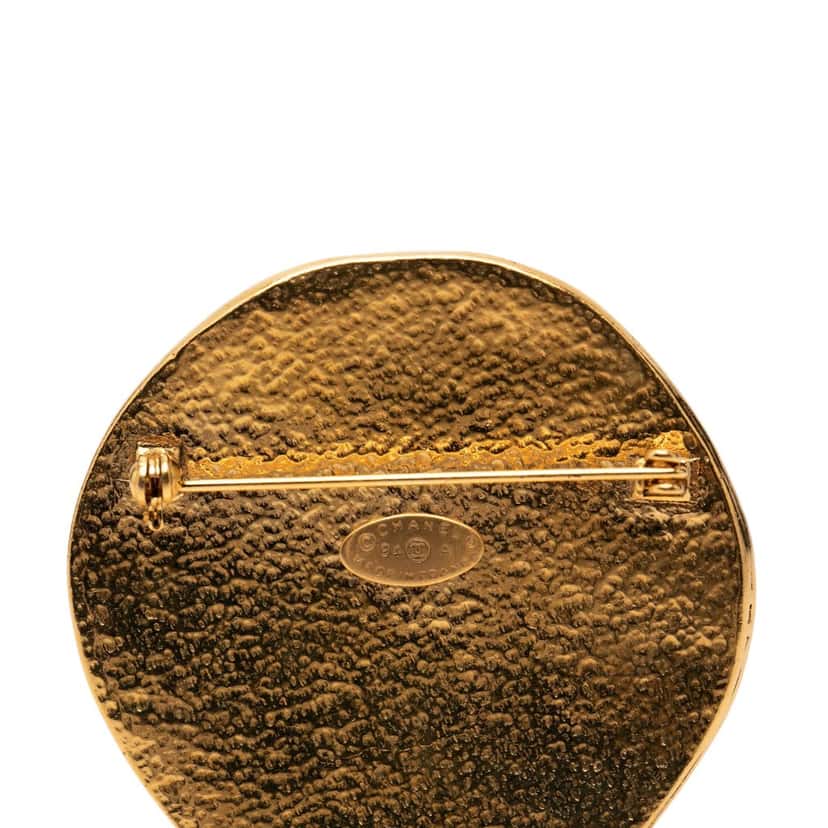 Chanel CC Gold Plated Sunburst Brooch Gold Metal Very good condition - Inside View