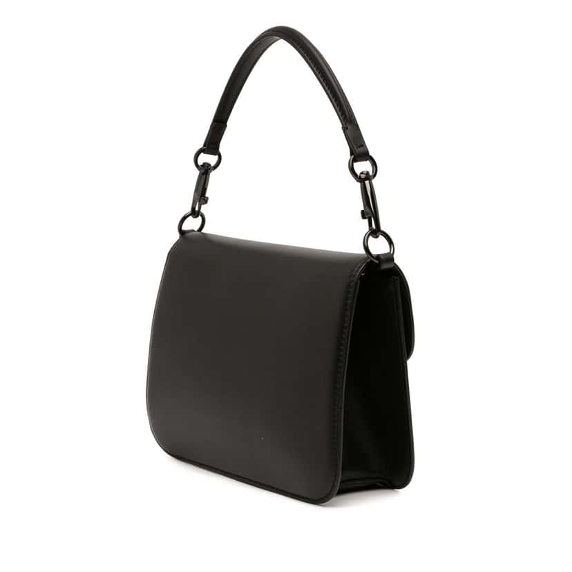 Valentino Calfskin Logo Flap Satchel Black Leather Very good condition - Back View