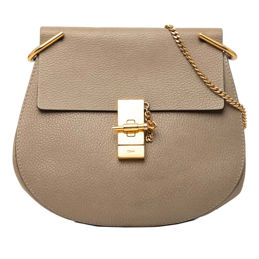 Chloé Small Grained Calfskin Drew Crossbody Brown Leather Very good condition - Front View