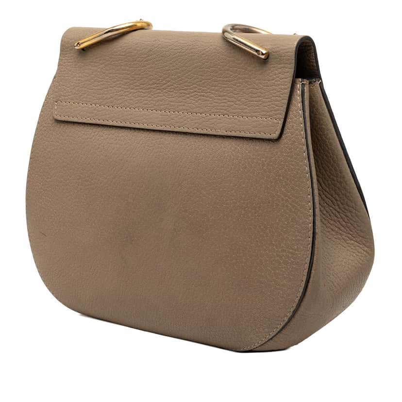 Chloé Small Grained Calfskin Drew Crossbody Brown Leather Very good condition - Back View
