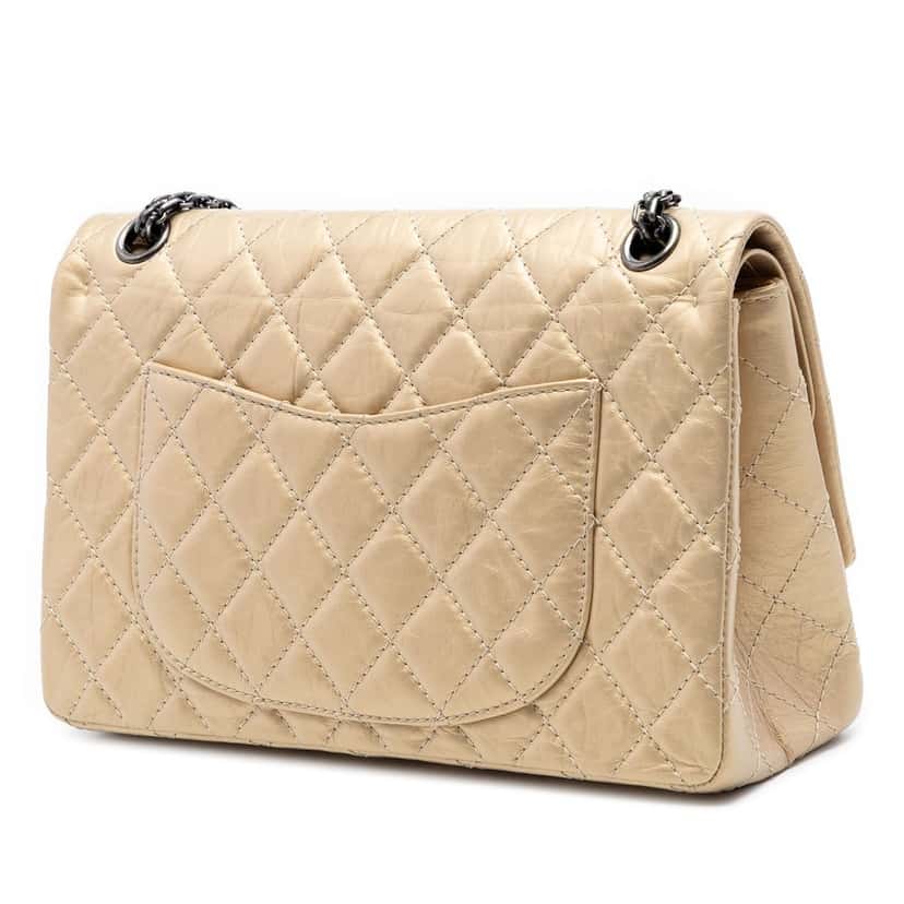 Chanel Quilted Metallic Aged Calfskin Reissue 2.55 Double Flap 226 Gold Leather Very good condition - Back View