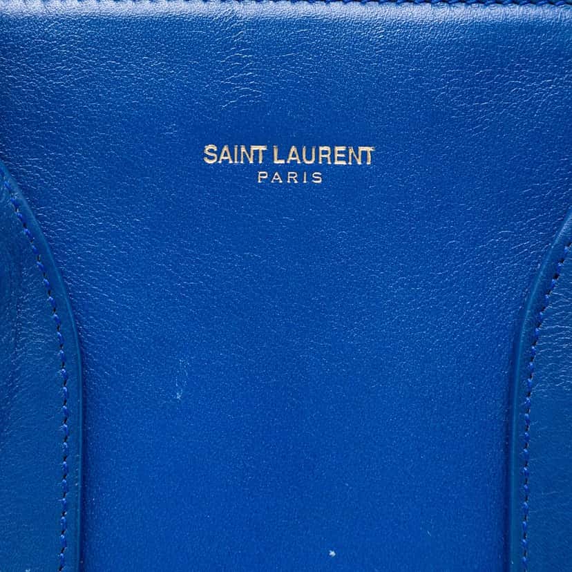 Saint Laurent Small Leather Sac De Jour Satchel Blue Leather Very good condition - Box View
