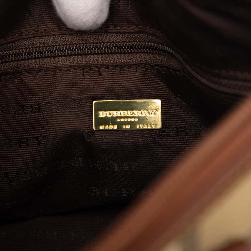 Burberry Haymarket Check Coated Canvas Boston Bag Beige Very good condition - Box View