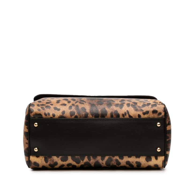 Dolce & Gabbana Large Leopard Print Calfskin Miss Sicily Satchel Brown Leather Very good condition - Inside View