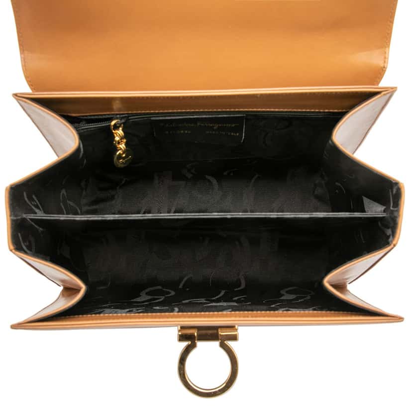 Salvatore Ferragamo Small Leather Gancini Iconic Top Handle Bag Brown Leather Very good condition - Model View