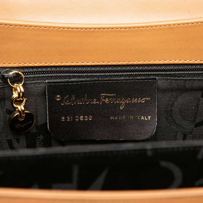 Salvatore Ferragamo Small Leather Gancini Iconic Top Handle Bag Brown Leather Very good condition - Box View