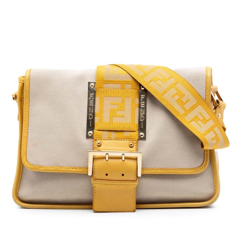 Fendi Canvas Borsa Tape Shoulder Bag Beige Very good condition - Front View