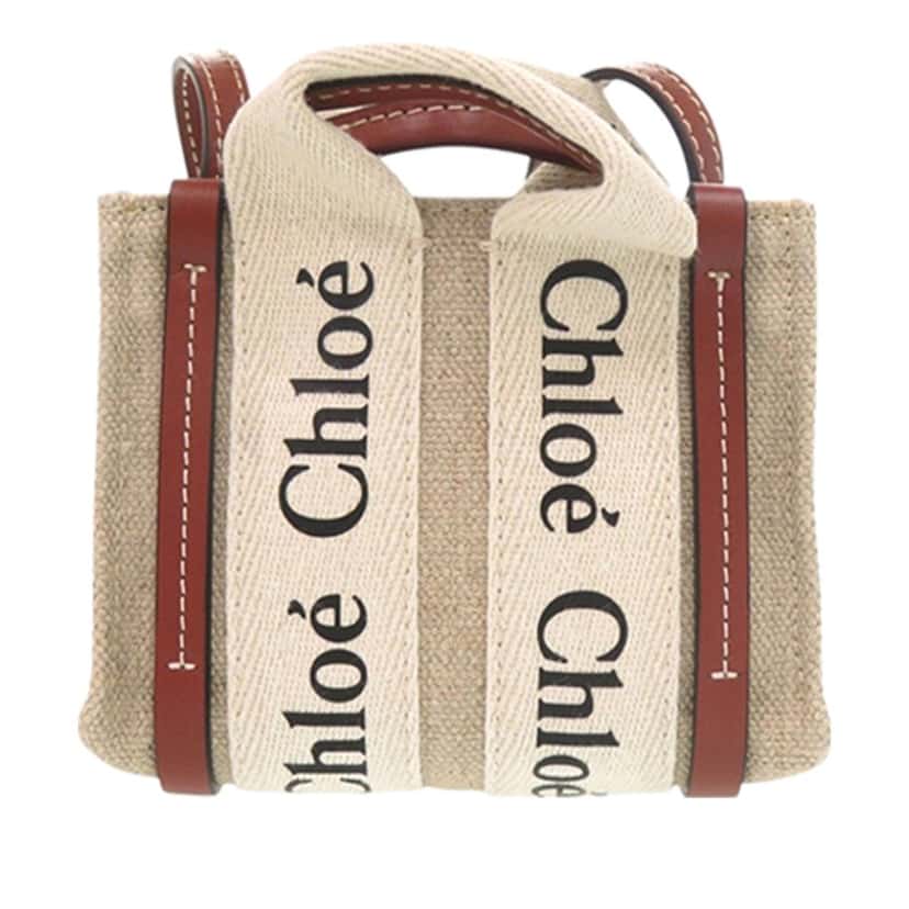 Chloé Nano Canvas Woody Satchel Beige Very good condition - Back View